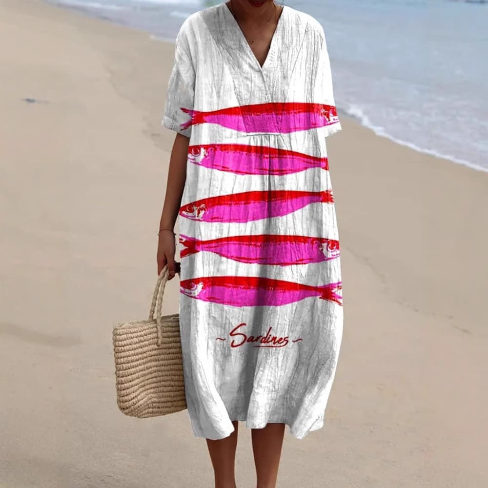Womens Casual Dress With 3D-Printed Sleeves