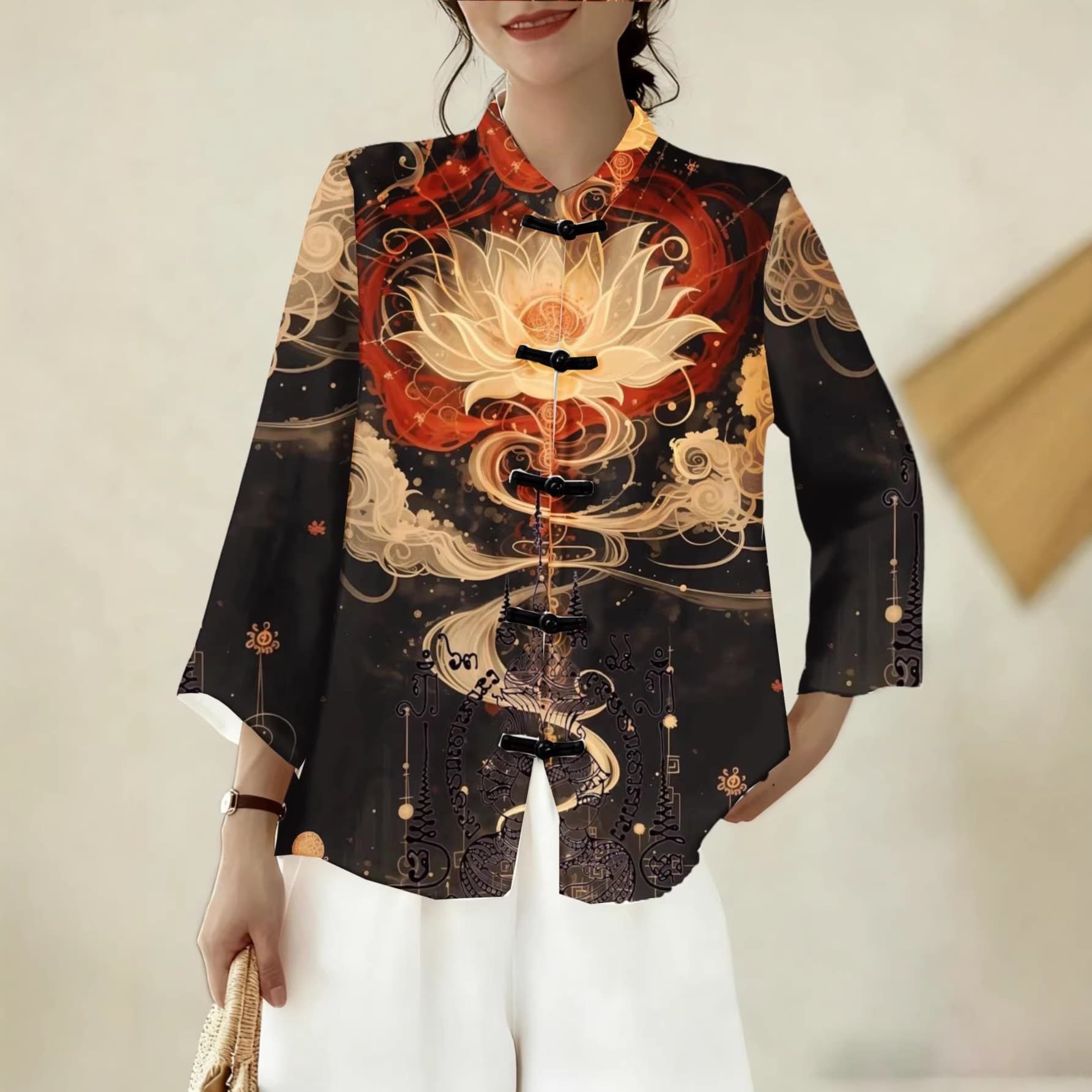 Women's Retro Digital Printed Casual Loose Top