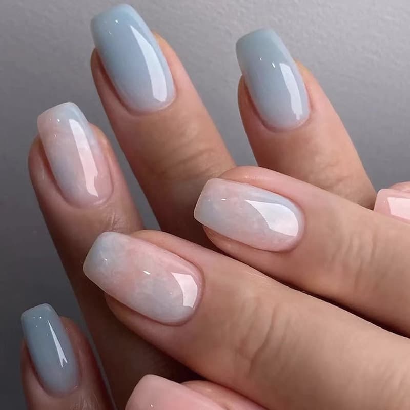 Marble-patterned Wearable Nails For Women