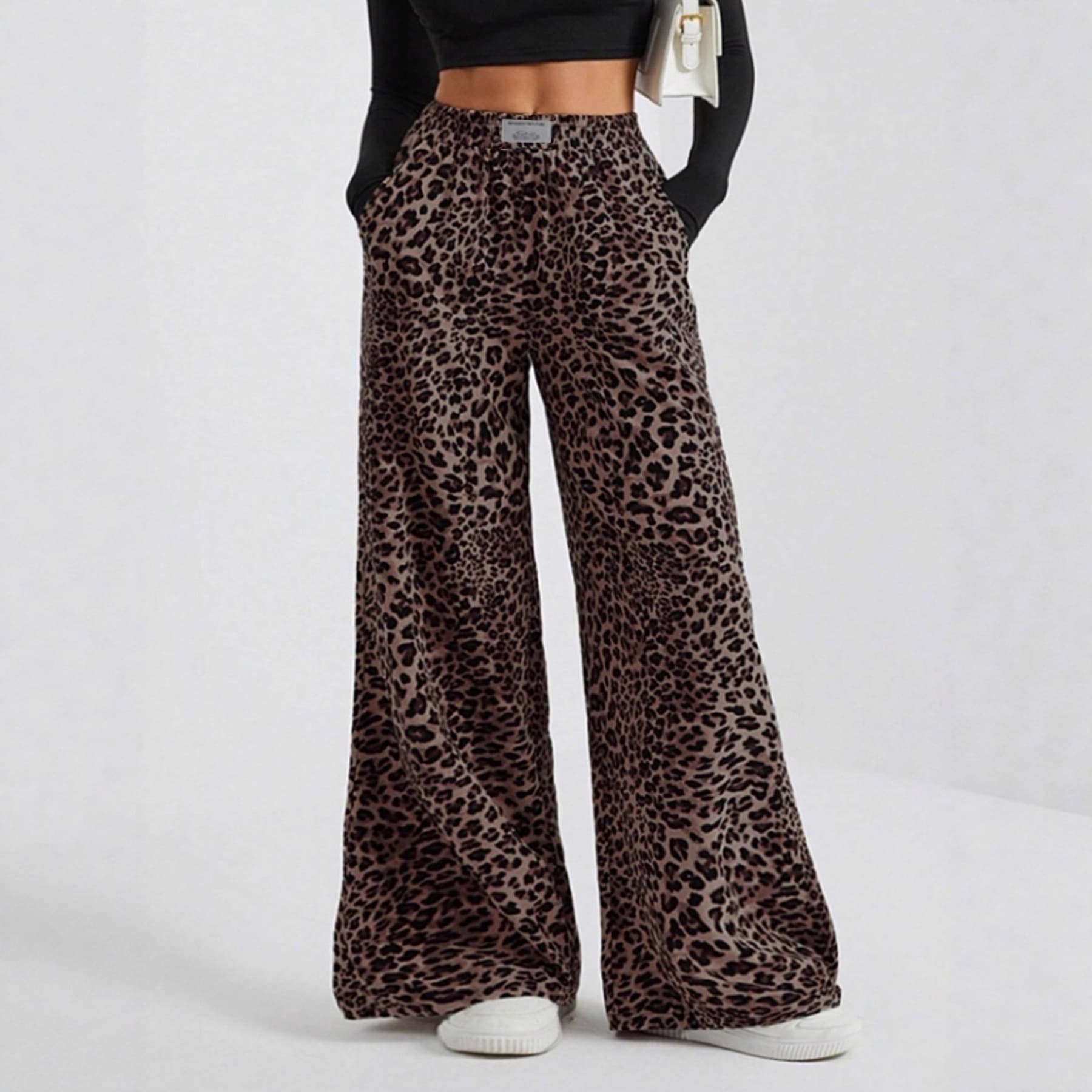 Womens Loose-fit High-waist Casual Pants