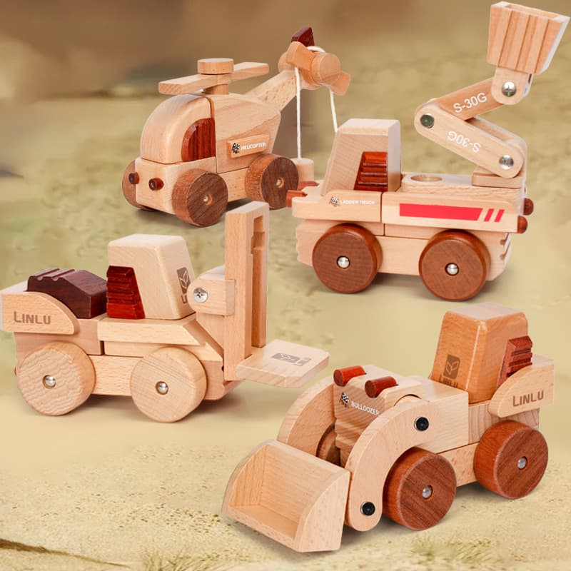Beechwood Magnetic Solid Wood Building Block Toy