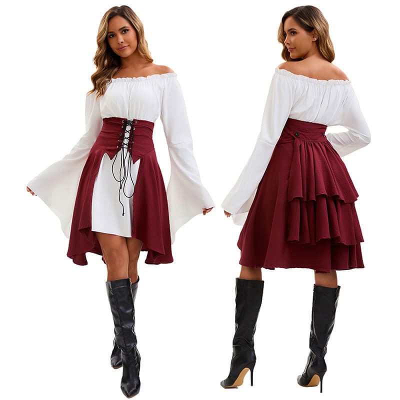Revival Long-Sleeve Cinched Pirate Shirt Womens Stage Performance Costume