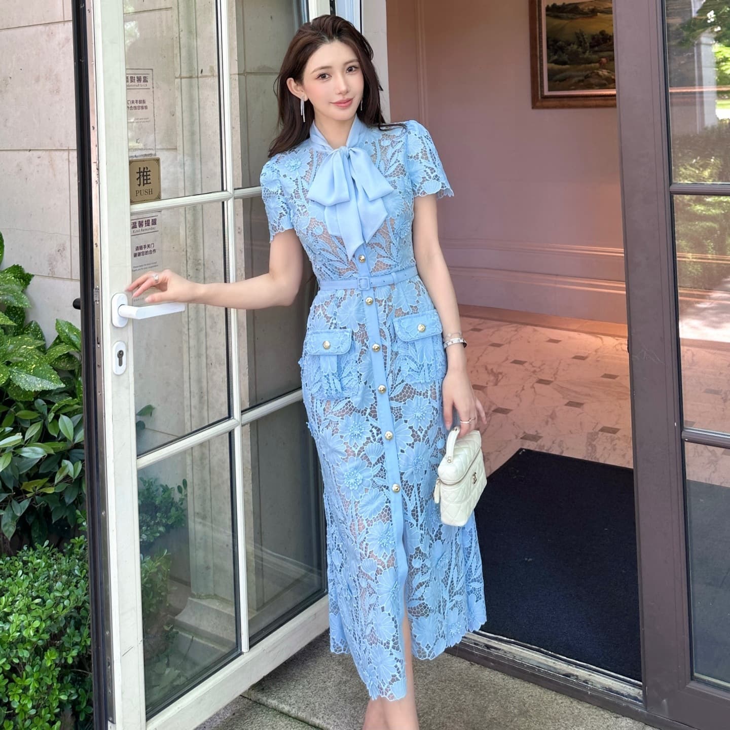 French-style Lace Three-dimensional Floral Dress