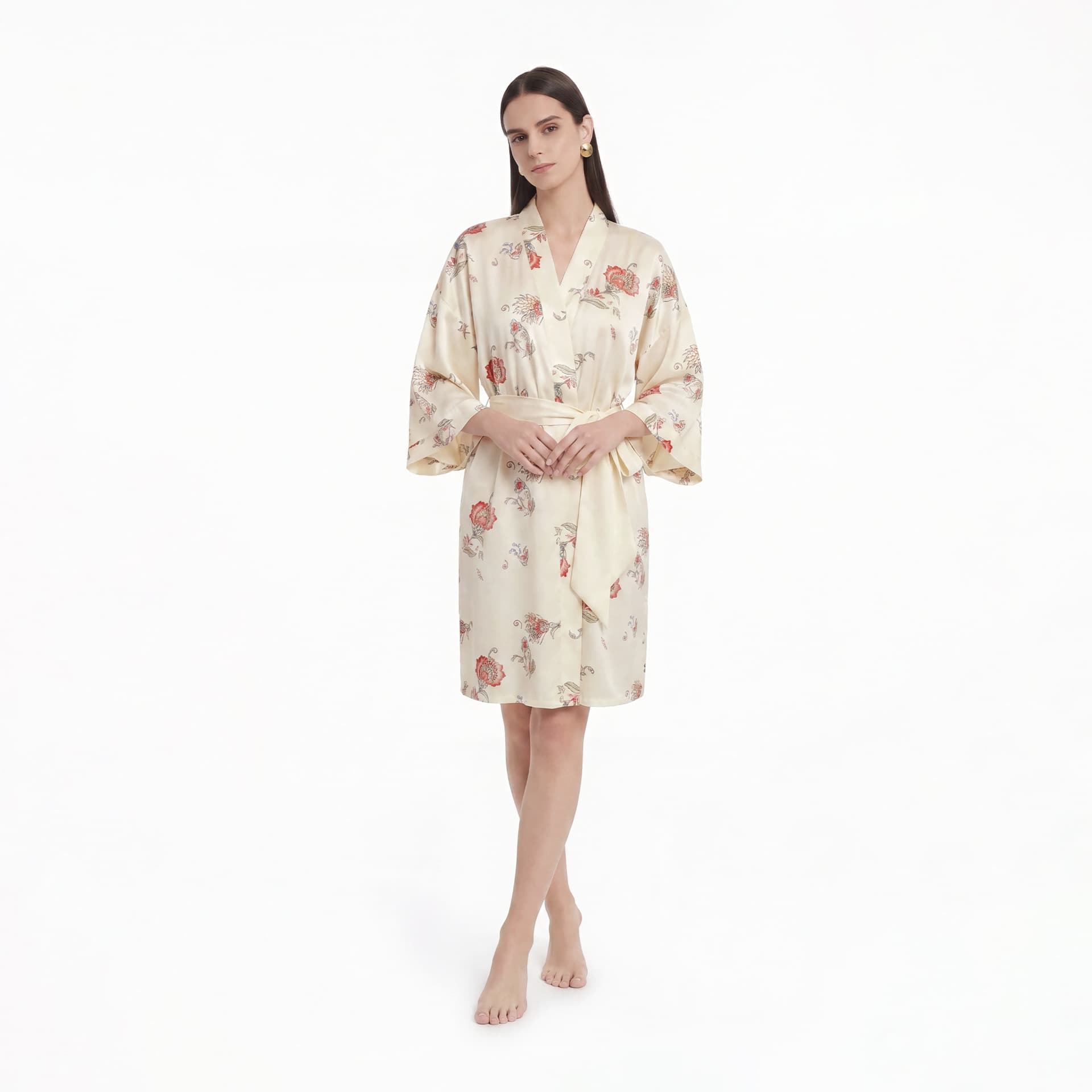 Printed Bathrobe Pajamas Womens Loungewear Nightgown