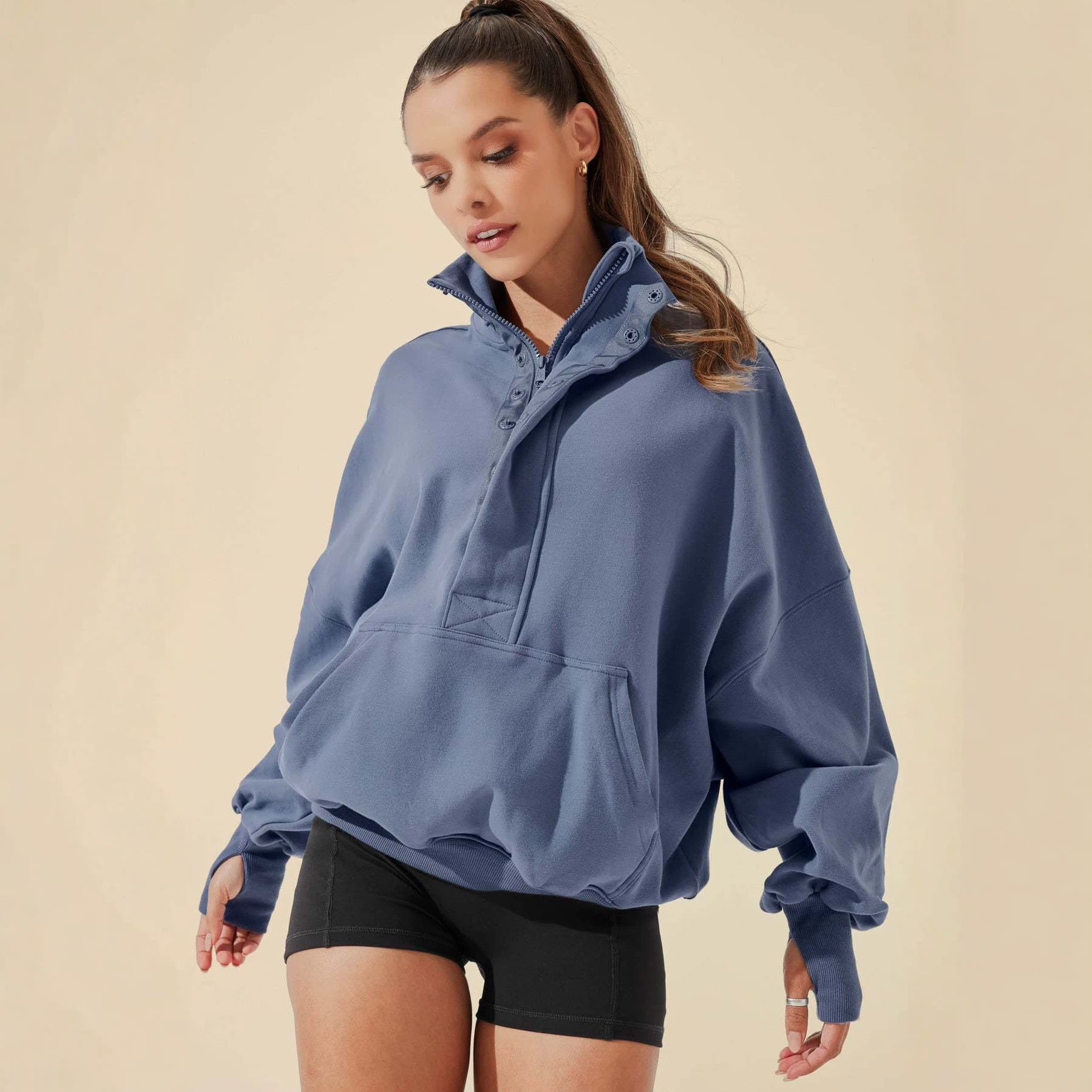 Casual Sporty Button Front Cardigan With Long Sleeves