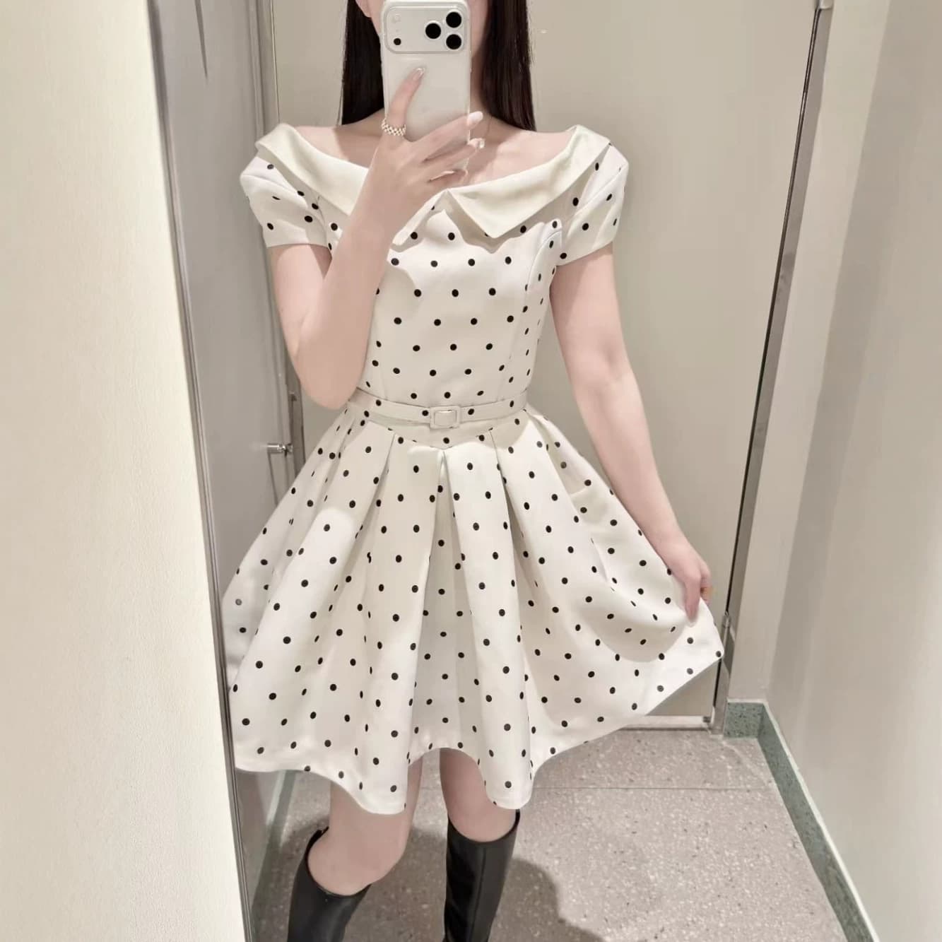 Notch Lapel Defined Waist Short Dress