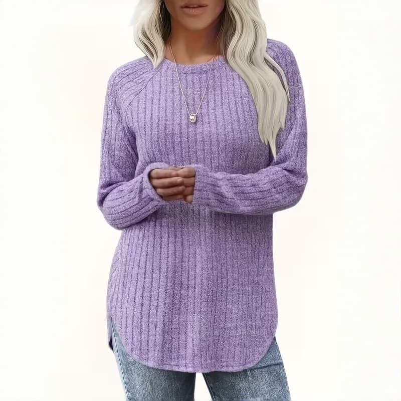 Loose-fitting Brushed-cotton Crew-neck Top With A High-low Curved Hem