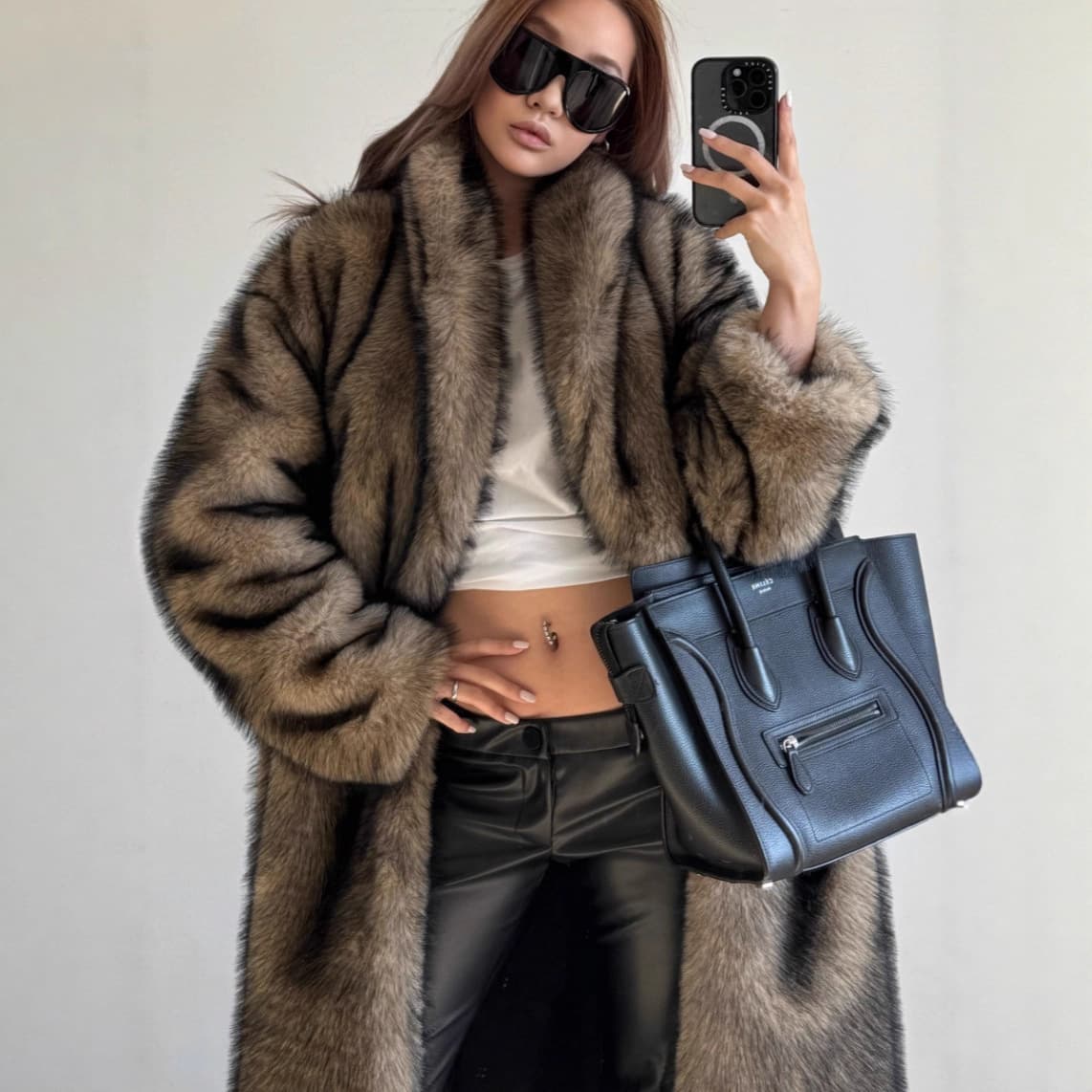 European And American Faux Fur Coat Elongated Style