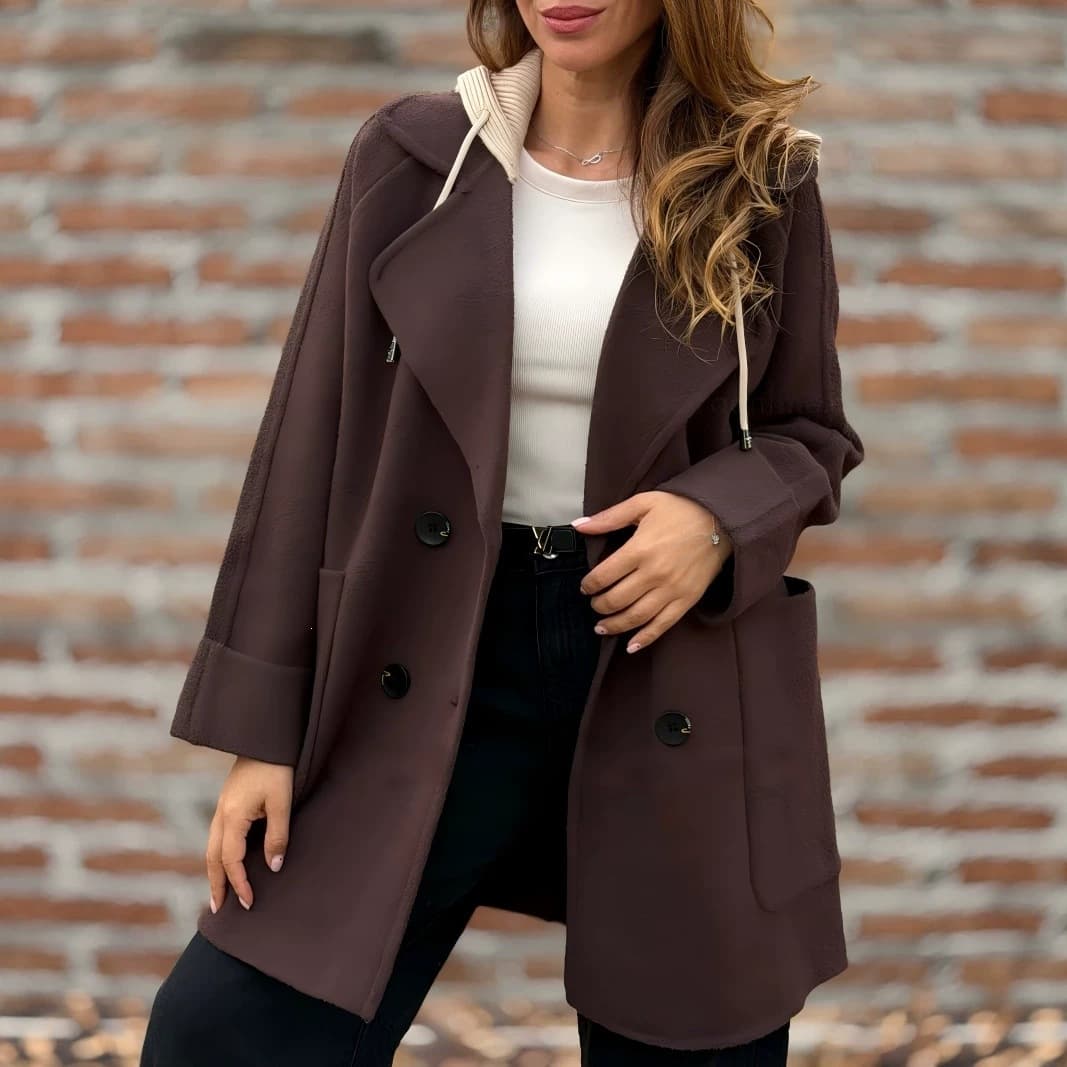 Womens Casual Woolen Lapel-button Jacket