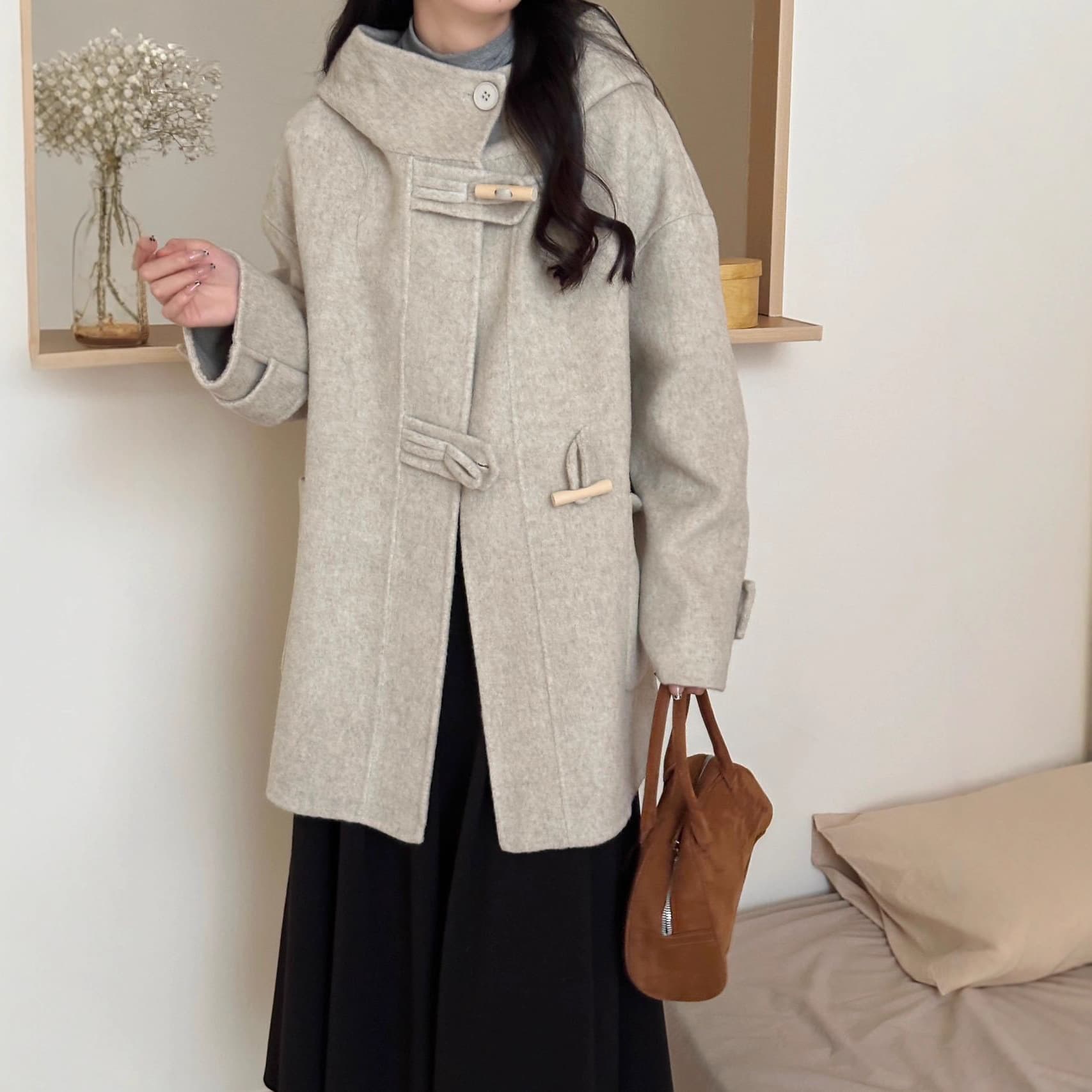 High-end Hooded Mid-length Coat New Style Double-faced Cashmere