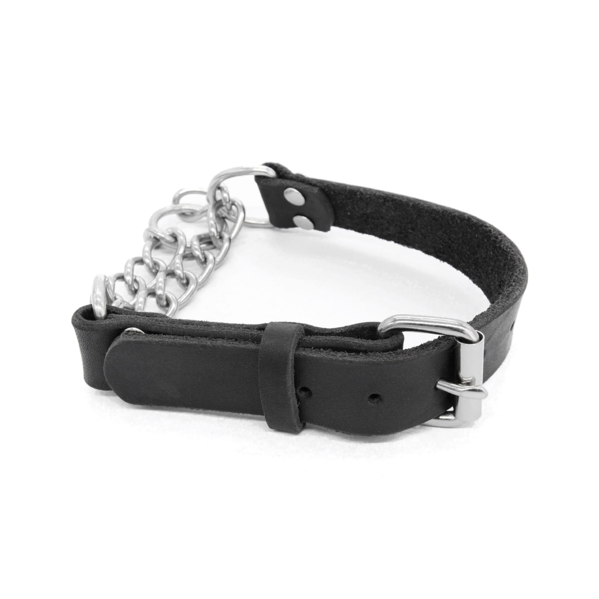Stainless Steel Triangular Chain Half-P Leather Collar