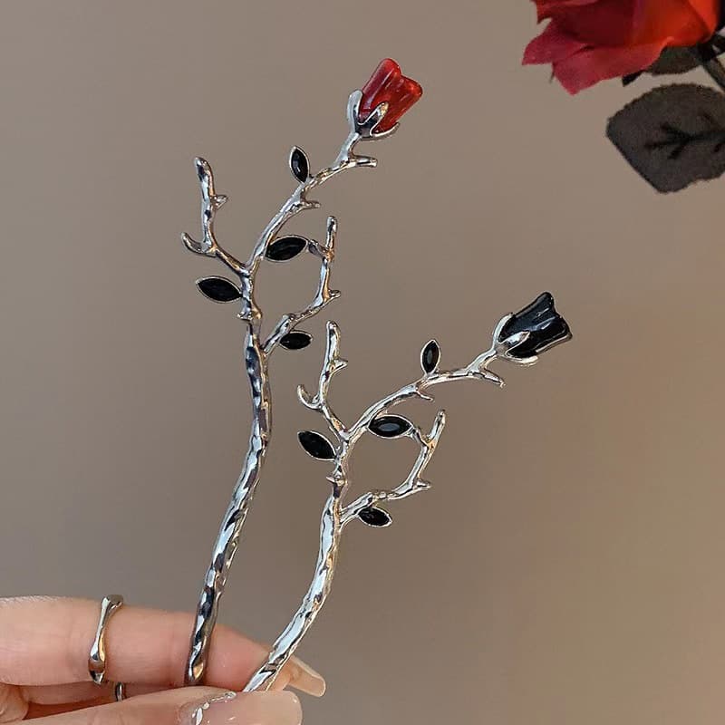 A Silver Metal Rose Hairpin For Women Exuding A Sense Of Luxury