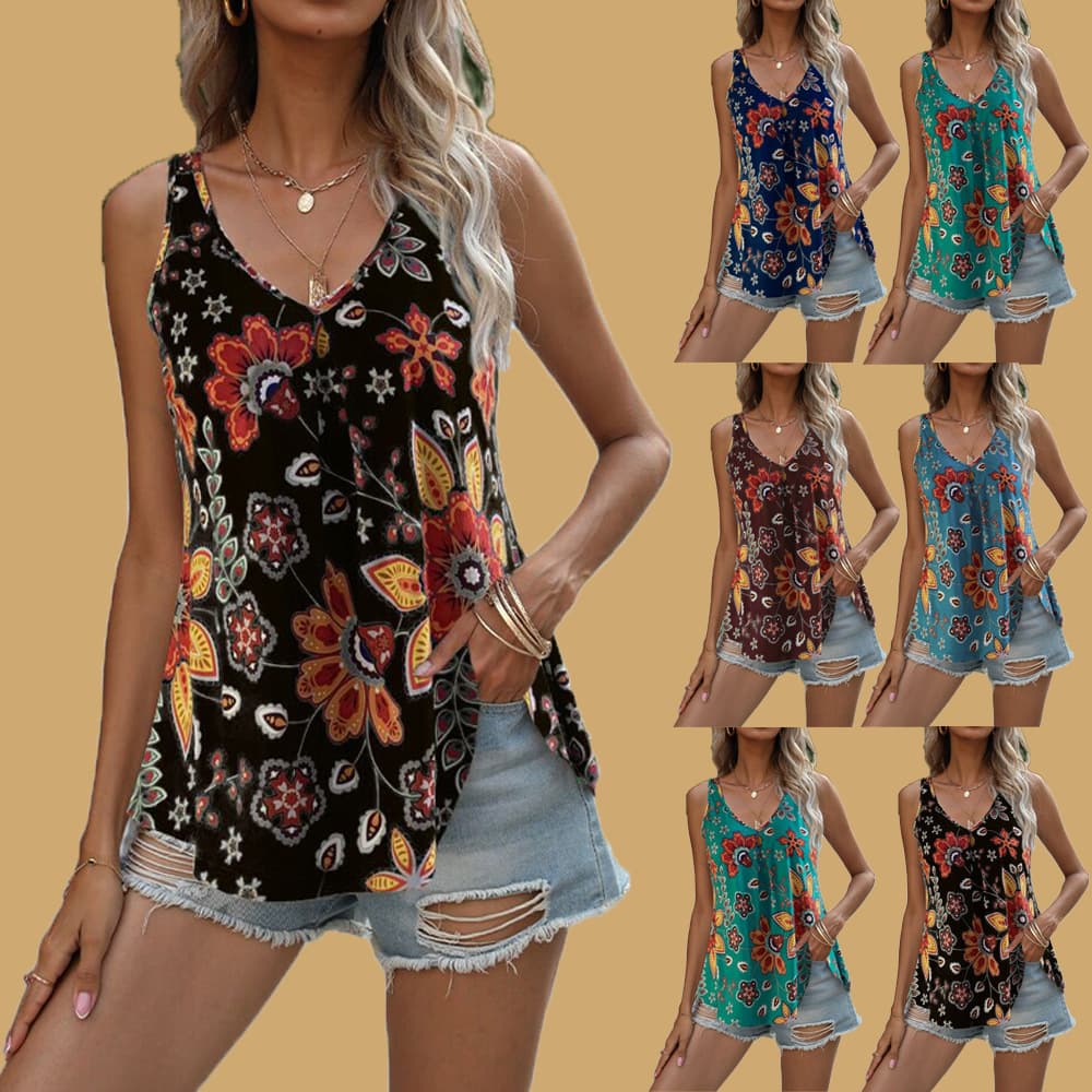 Multicolor Fashion V-Neck Strap Tank Top Womens T-Shirt