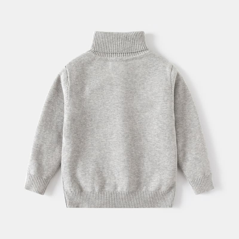 Girls And Boys Turtleneck Solid-color Sweaters