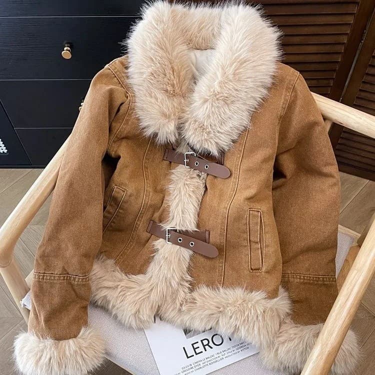 New Stylish Brown Velveteen Coat With Fleece Lining