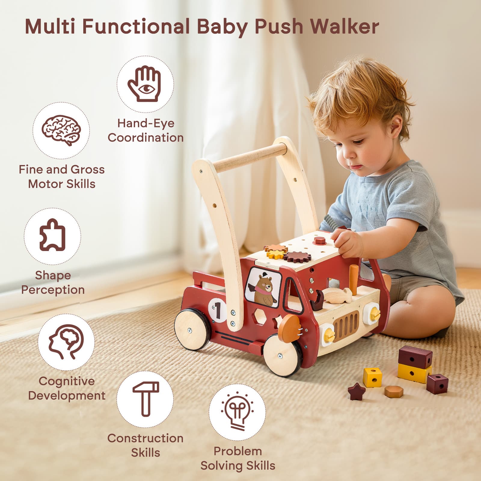 Infant And Toddler Walker Toy Multifunctional Baby Push Cart
