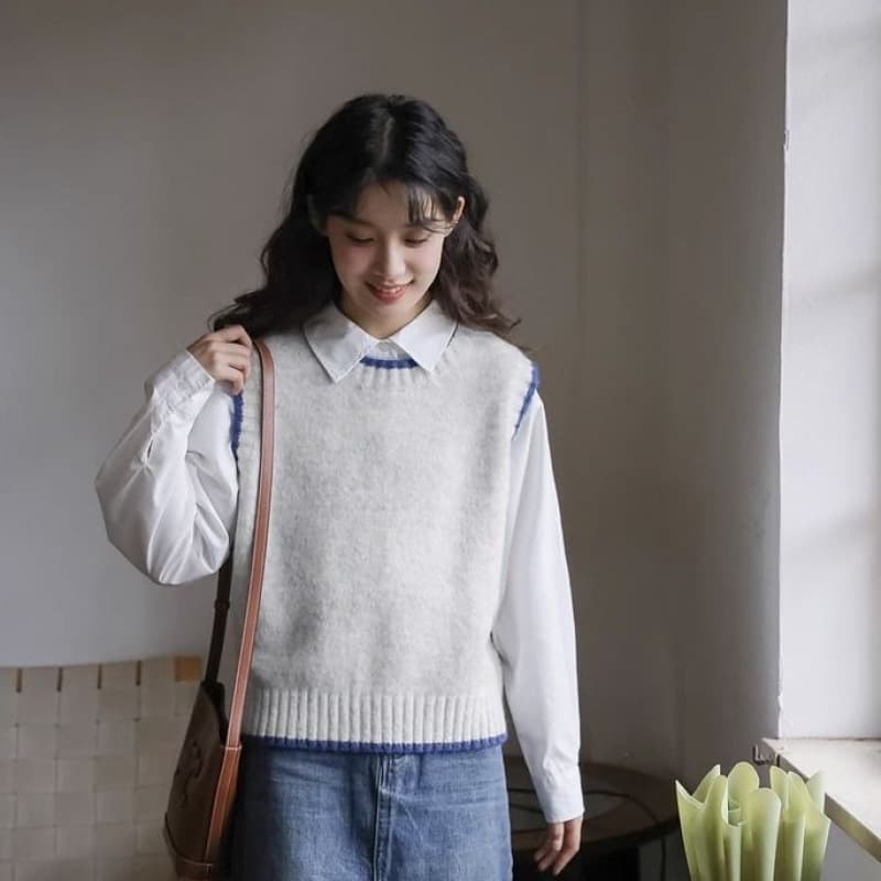 Womens Outerwear Shirt Layered With A Vest