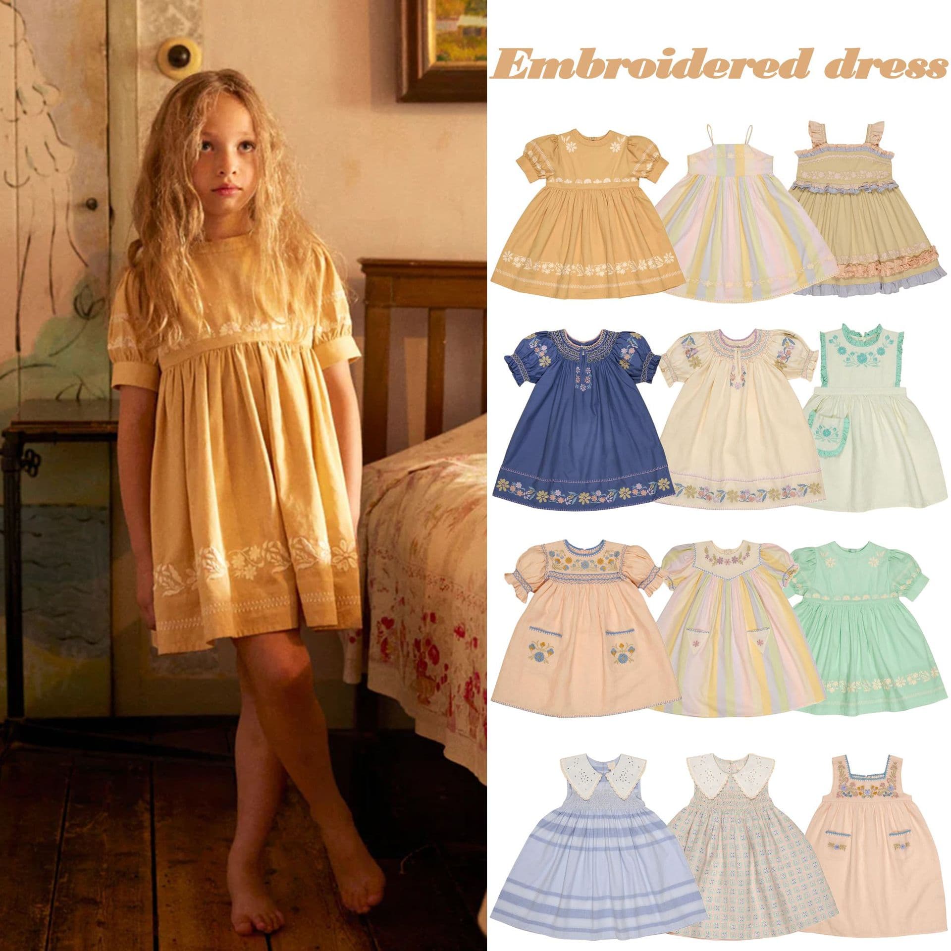 Children's Vintage Heavily Embroidered Floral Dress