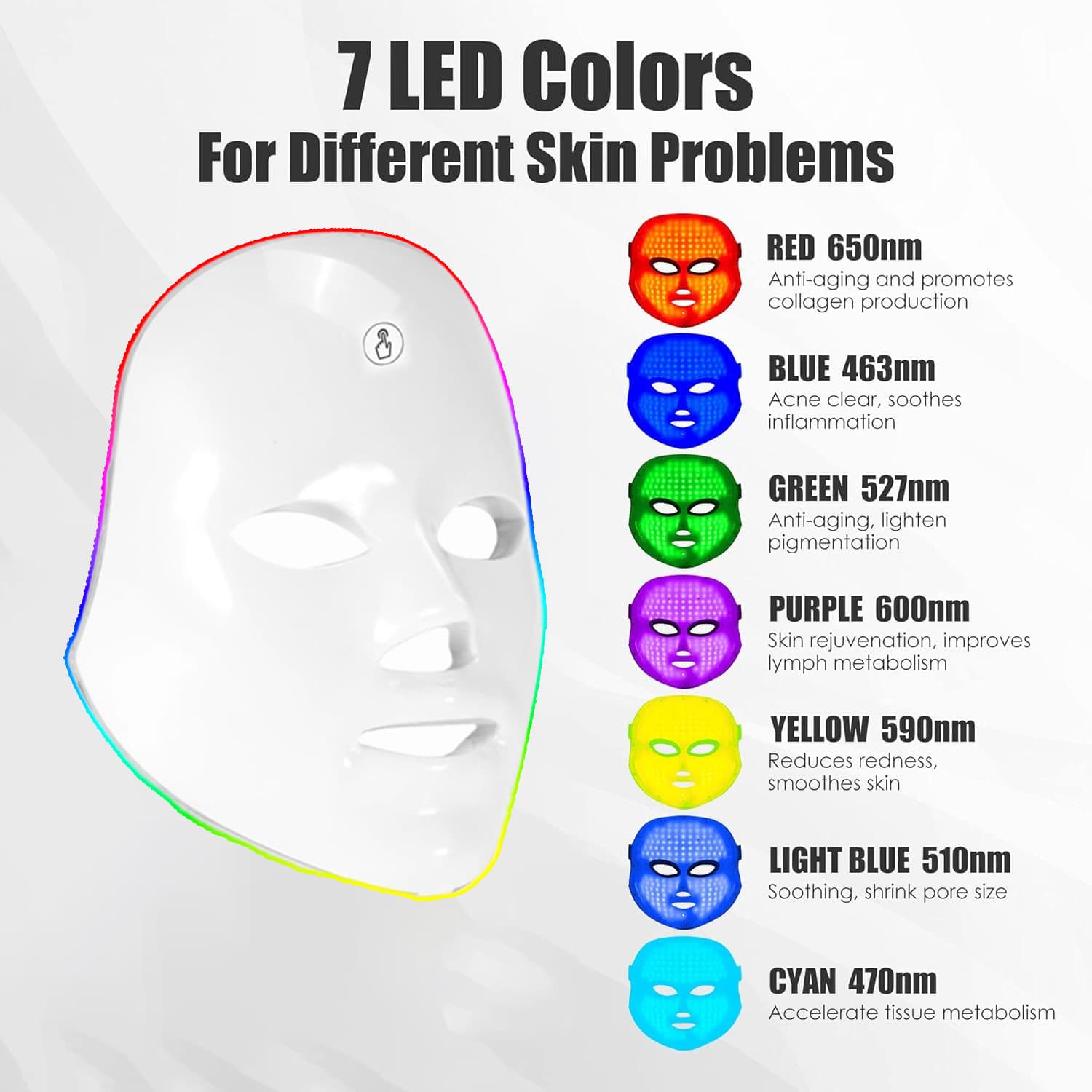 Rechargeable Manual Touch LED Beauty Mask With Colorful Photons