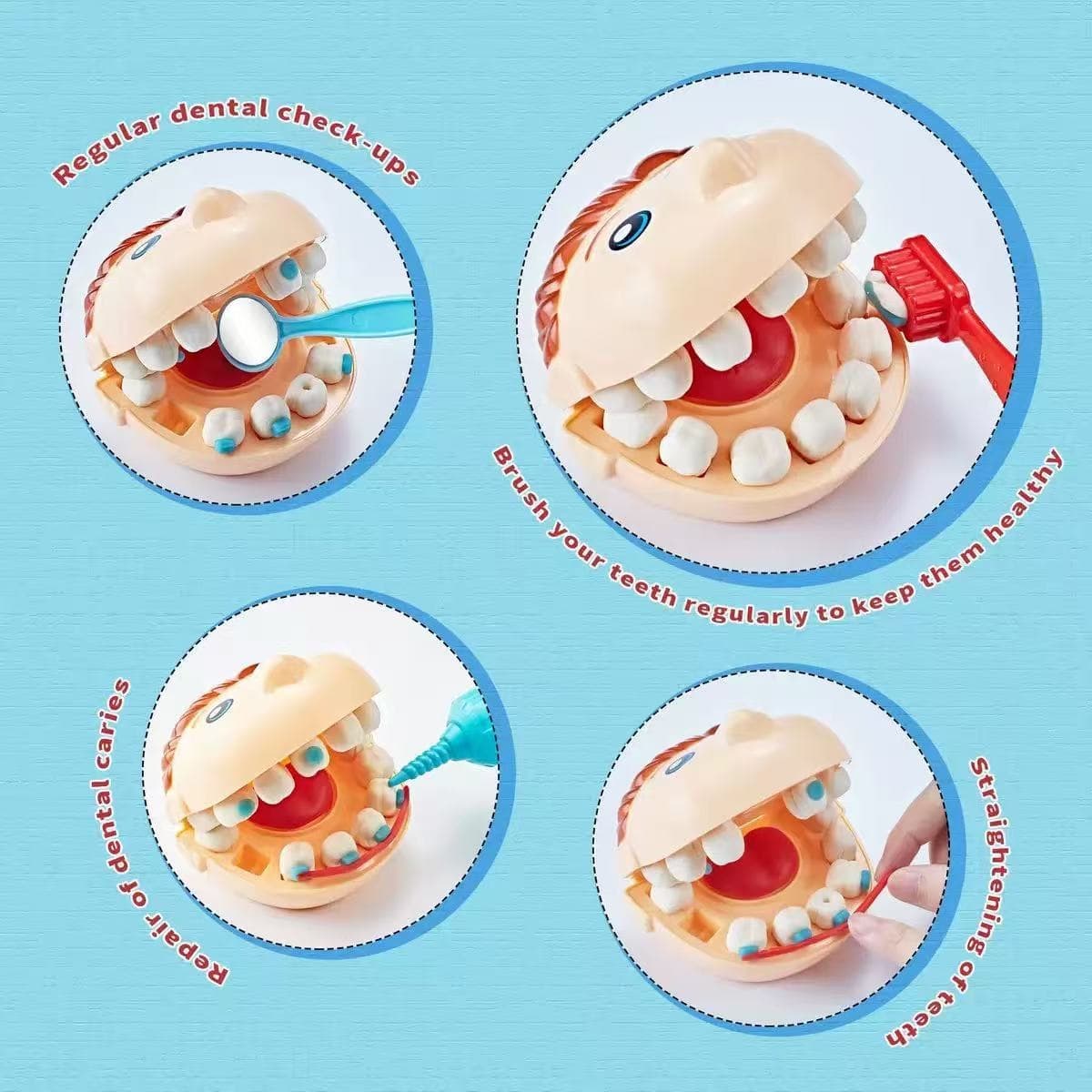 Little Dentist Playdough Colored Clay Tooth Making Implant Toy