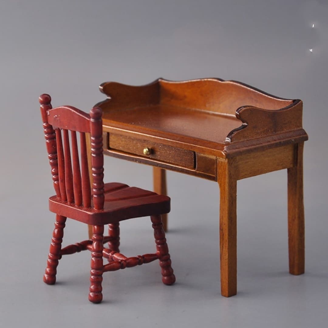 112 Scale Dollhouse Model Wooden Desk Office Desk Model