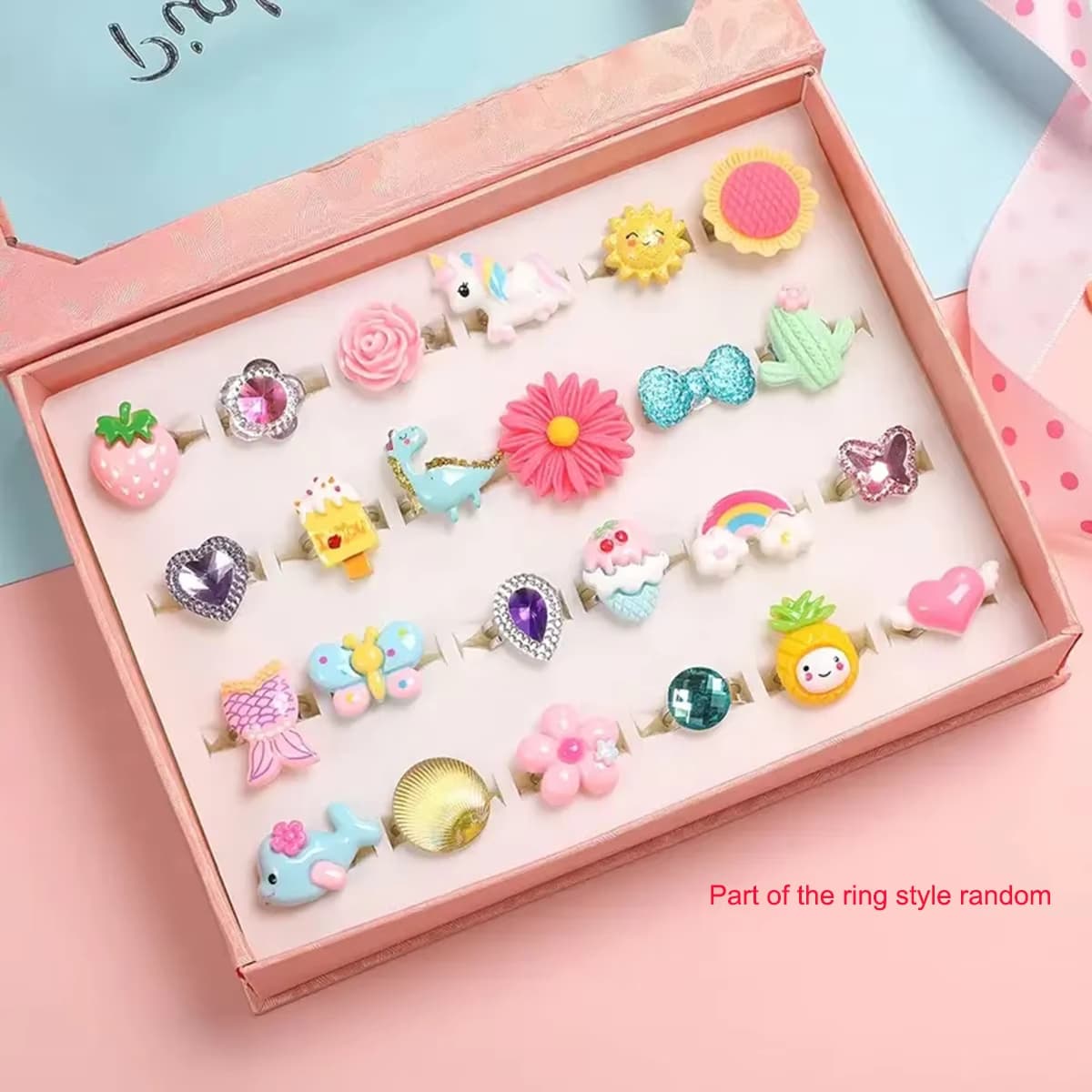 Girl's Heart-Shaped Ring Set Toy