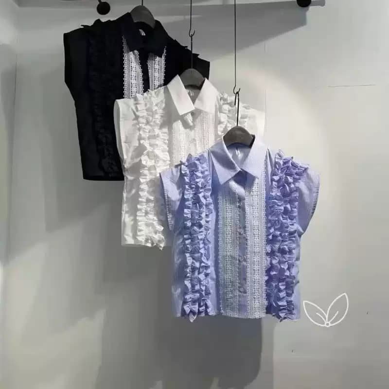 Womens Lace-Embroidered Patchwork Shirt