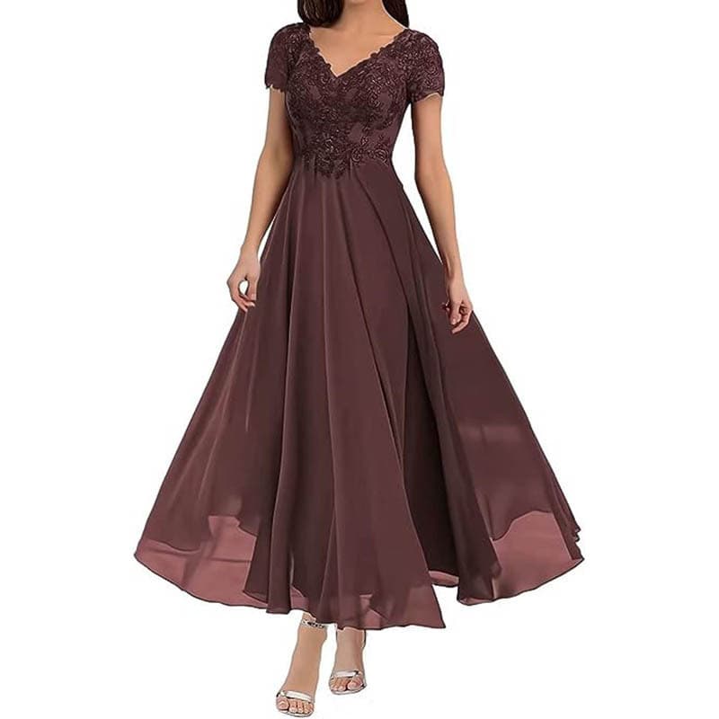 Short Sleeve Sexy Long Evening Dress