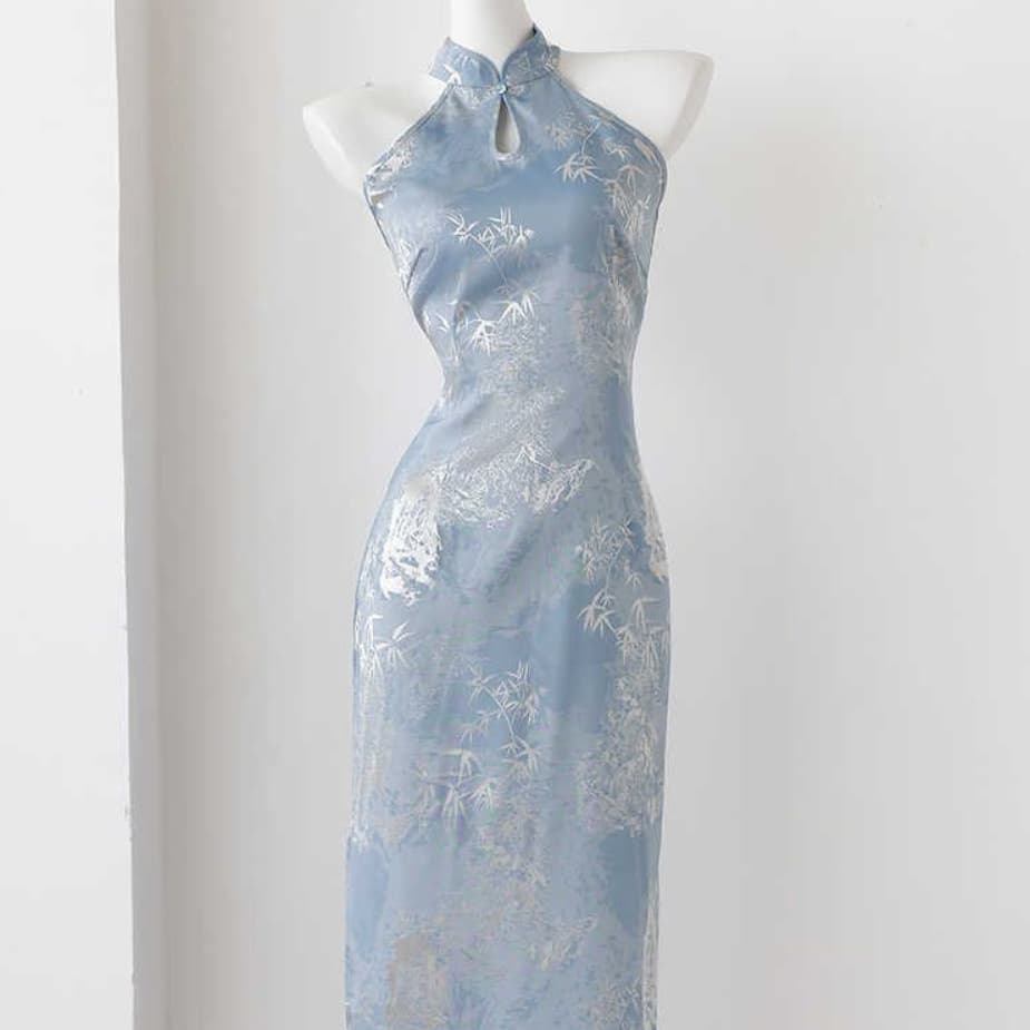 New Chinese-style Summer Sleeveless Waist-cinching Split Dress