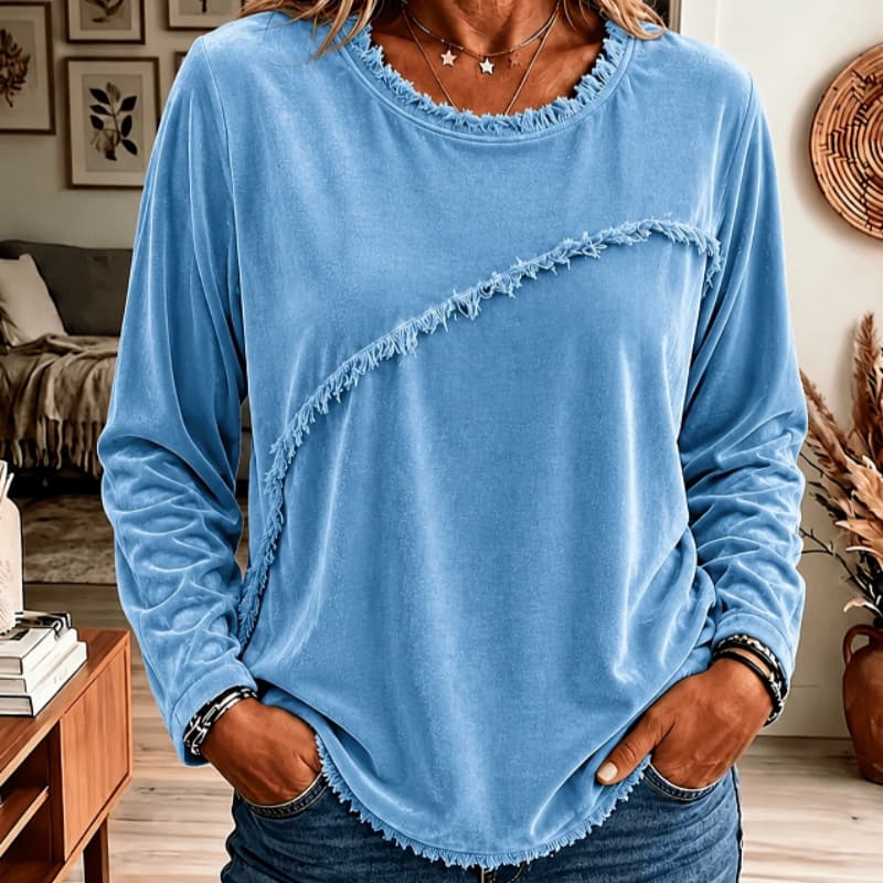 Retro Round-neck Long-sleeve Shirt