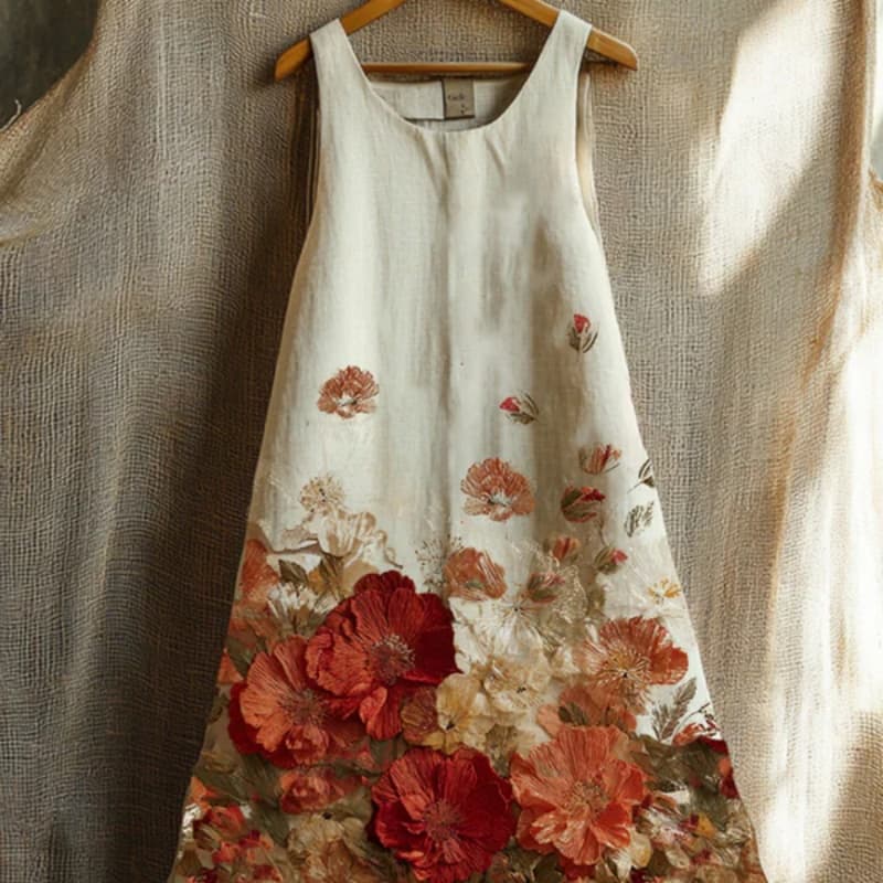 Womens Sleeveless V-Neck 3D Printed Dress