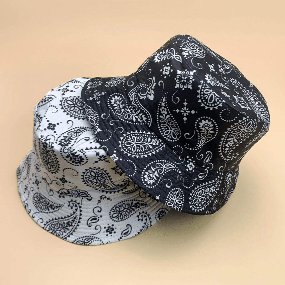 Cashew Flower-covered Vintage And Stylish Paisley-patterned Hat For Fishermen, Perfect For Versatile Casual Outings