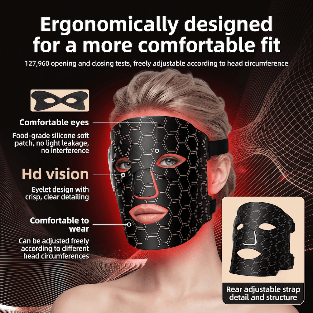 9D Beauty Mask, Photon Rejuvenation LED Silicone Phototherapy Mask, Infrared Large Row Lamp Beauty Device