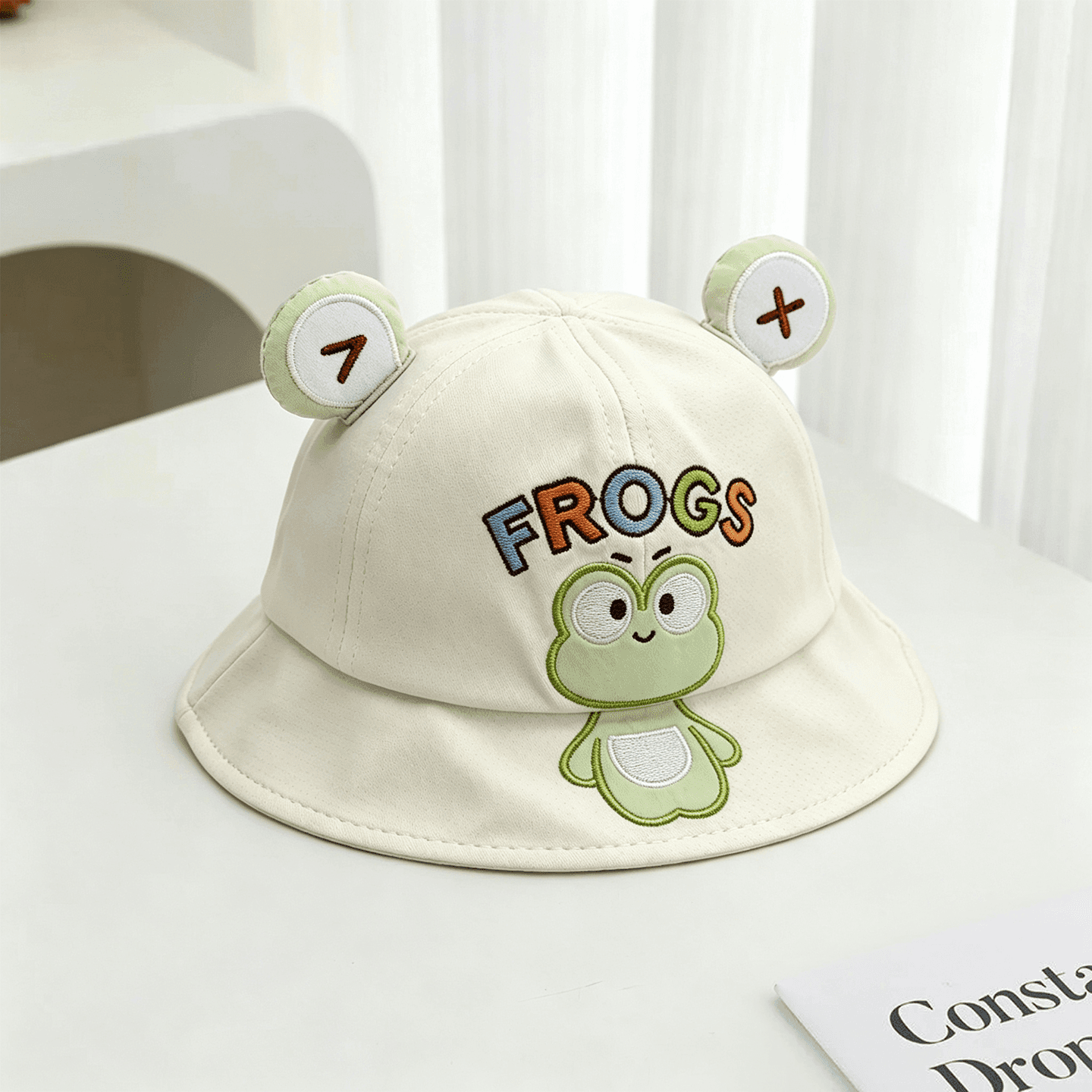 Summer Baby Style Three-dimensional Frog Ear Patch Embroidery Letter Foldable Cute And Soft Baby Style Fisherman Hat For Taking Photos And Daily Use