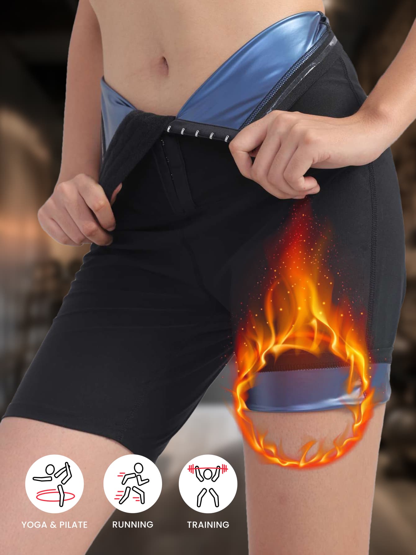 Sauna Sweat Shorts 5inch For Women High Waisted Stomach Waist Trainer Slimming Leggings Pants Body Shaper With Hooks