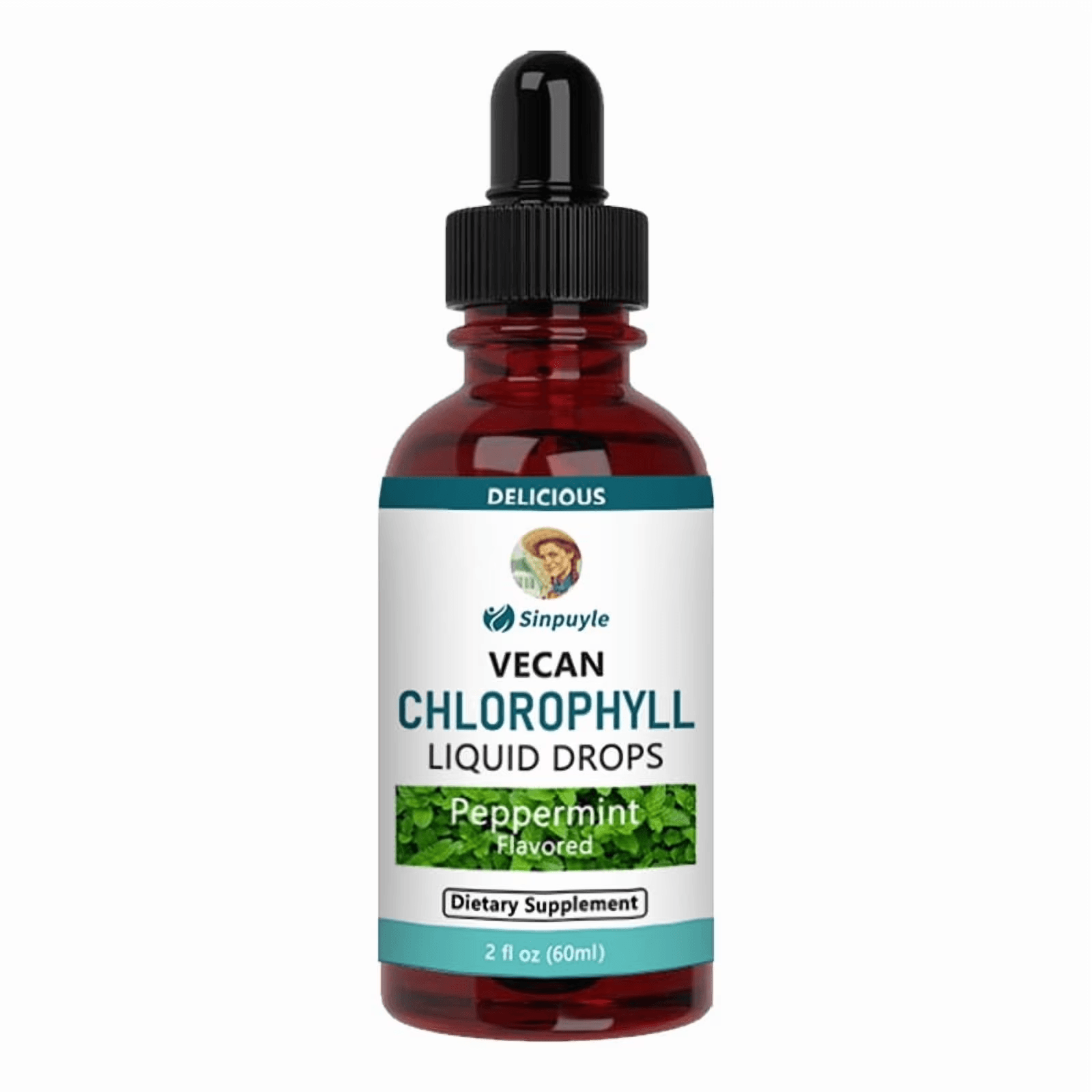 Vegan Chlorophyll Liquid Drops, Peppermint Flavored, Supports Detox And Fresh Breath, 60ml