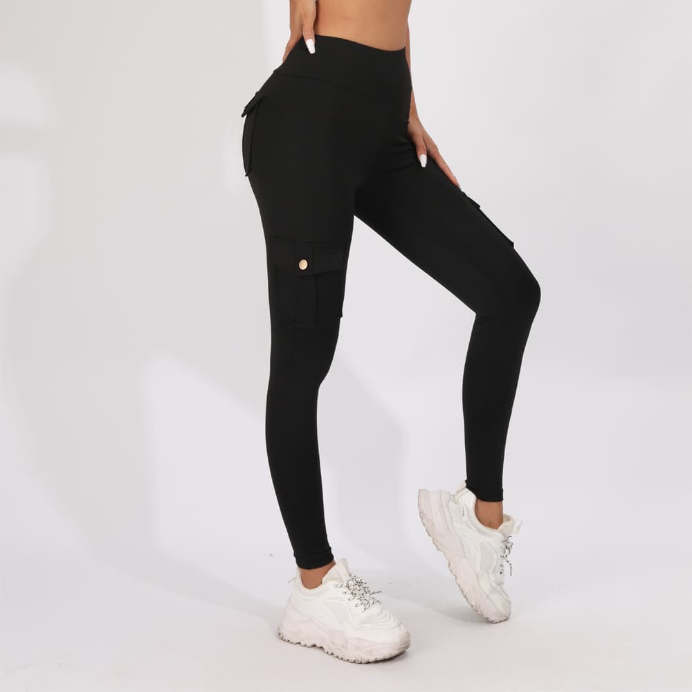 Women's Breathable Butt Lifting Buttons Pocket Brushed Nude Feel Slim Fit Yoga Leggings