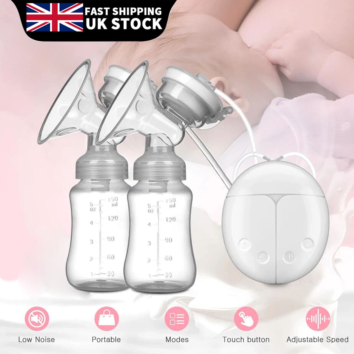 Automatic Double Electric Breast Pump And Lid & Nipple Kit & Efficient Breastfeeding Pump