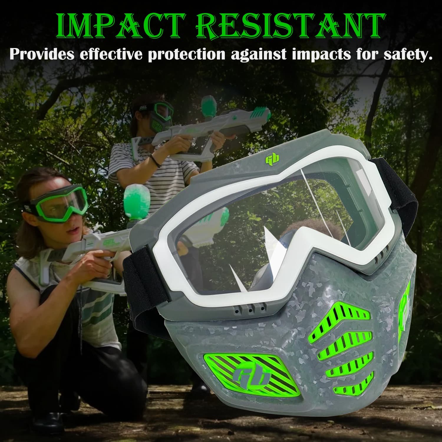 Forbidden To Sell On TK Walmart Amazon Glow In The Dark Elite Face Mask Full Face Tactical Mask With Detachable Goggles Adjustable Headband Vented Jaw Frame Fits All Types Of Faces Aged 14 Year