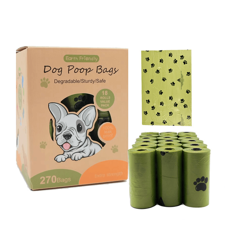 Biodegradable Dog Poop Bags Rolls 270 Count Scented, Leak Proof And Extra Thick Waste Bag Refill, Large Dog Bags For Poop Green Eco-Friendly Oxobiodegradable Waste Disposal Refills