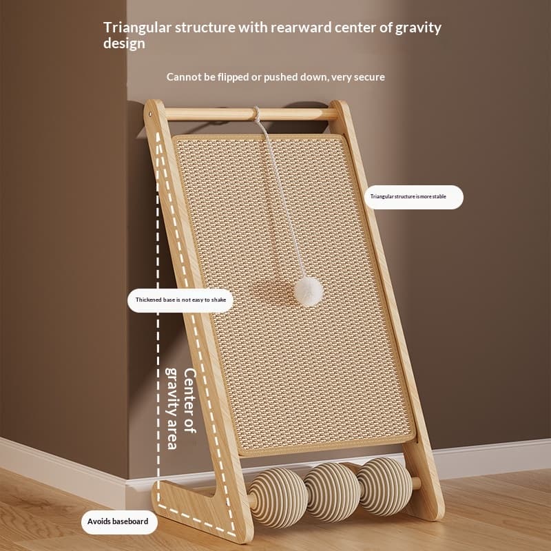 Upright Solid Wood Sisal Cat Scratching Postno Flaking